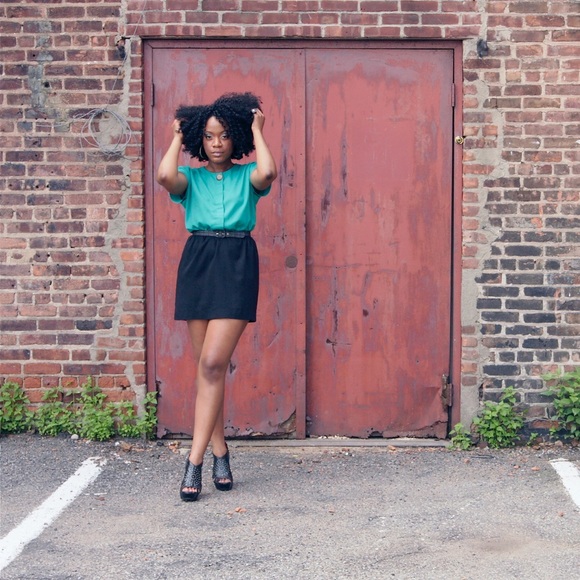 RETRO Green & Black Micro Mini Dress SZ M - Picture 7 of 7